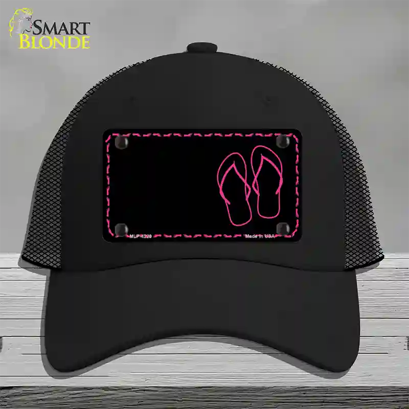 Flip Flops Pink Offset Novelty License Plate Hat Mesh / Black