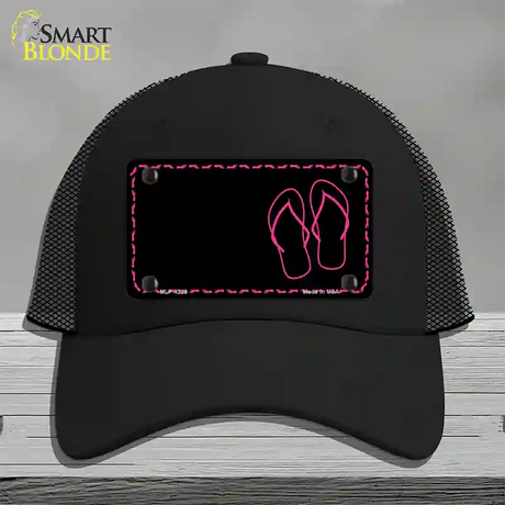 Flip Flops Pink Offset Novelty License Plate Hat Mesh / Black
