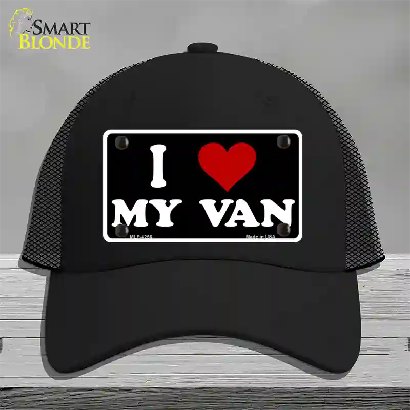 I Love My Van Black Novelty License Plate Hat Mesh / Black