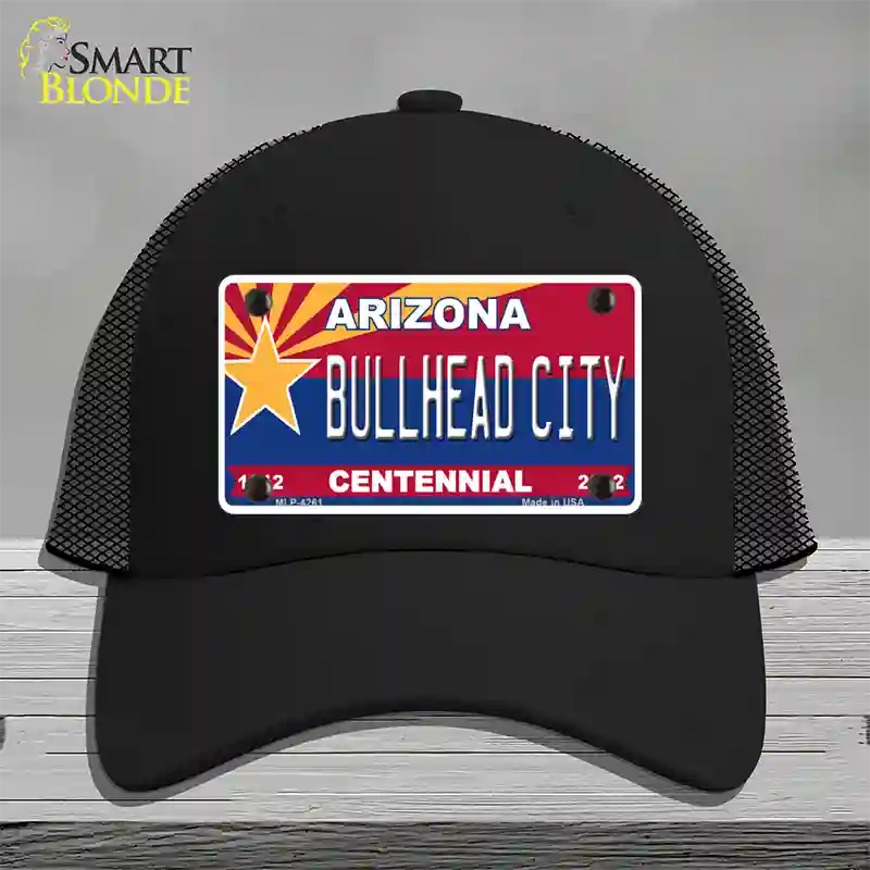 Arizona Centennial Bullhead City Novelty License Plate Hat Mesh / Black