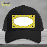 Yellow White Quatrefoil Center Scallop Novelty License Plate Hat Mesh / Black