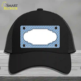Light Blue White Quatrefoil Center Scallop Novelty License Plate Hat Mesh / Black