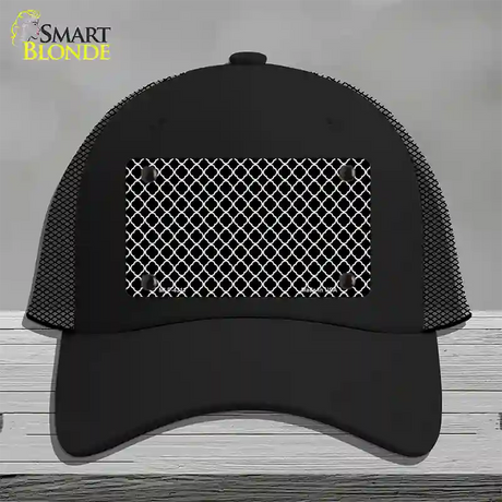 Black White Quatrefoil Novelty License Plate Hat Mesh / Black