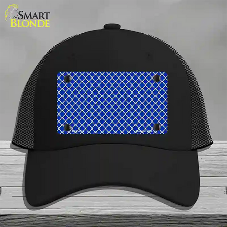 Blue White Quatrefoil Novelty License Plate Hat Mesh / Black