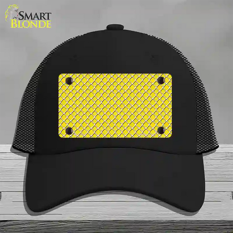 Yellow White Quatrefoil Novelty License Plate Hat Mesh / Black