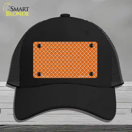 Orange White Quatrefoil Novelty License Plate Hat Mesh / Black