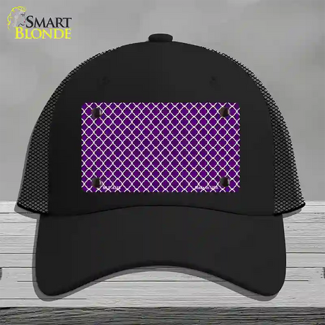 Purple White Quatrefoil Novelty License Plate Hat Mesh / Black