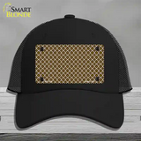 Brown White Quatrefoil Novelty License Plate Hat Mesh / Black