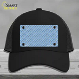 Light Blue White Quatrefoil Novelty License Plate Hat Mesh / Black
