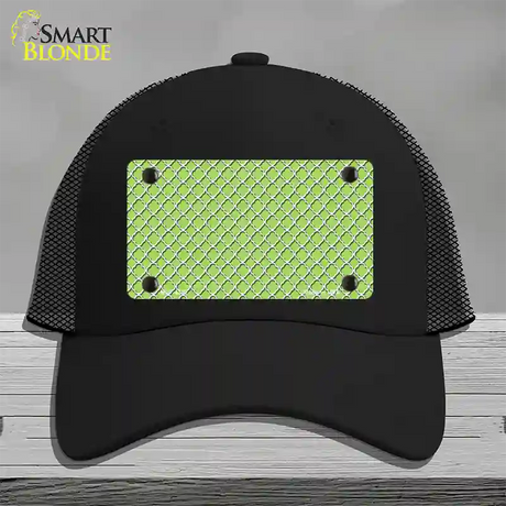 Lime Green White Quatrefoil Novelty License Plate Hat Mesh / Black