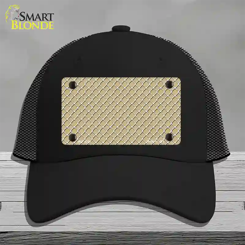 Gold White Quatrefoil Novelty License Plate Hat Mesh / Black