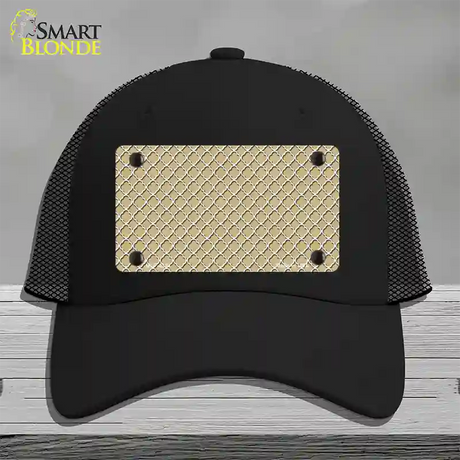 Gold White Quatrefoil Novelty License Plate Hat Mesh / Black