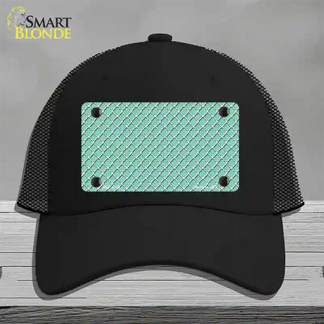 Mint White Quatrefoil Novelty License Plate Hat Mesh / Black