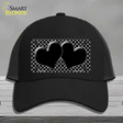 Black White Quatrefoil Black Center Hearts Novelty License Plate Hat Mesh / Black