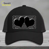 Black White Quatrefoil Black Center Hearts Novelty License Plate Hat Mesh / Black