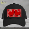 Red White Quatrefoil Red Center Hearts Novelty License Plate Hat Mesh / Black