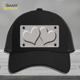 Grey White Quatrefoil Grey Center Hearts Novelty License Plate Hat Mesh / Black