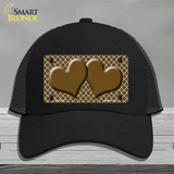 Brown White Quatrefoil Brown Center Hearts Novelty License Plate Hat Mesh / Black