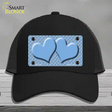 Light Blue White Quatrefoil Light Blue Center Hearts Novelty License Plate Hat Mesh / Black