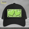 Lime Green White Quatrefoil Lime Green Center Hearts Novelty License Plate Hat Mesh / Black
