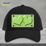 Lime Green White Quatrefoil Lime Green Center Hearts Novelty License Plate Hat Mesh / Black