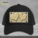Gold White Quatrefoil Gold Center Hearts Novelty License Plate Hat Mesh / Black