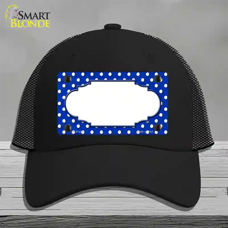 Scallop Blue White Polka Dot Novelty License Plate Hat Mesh / Black