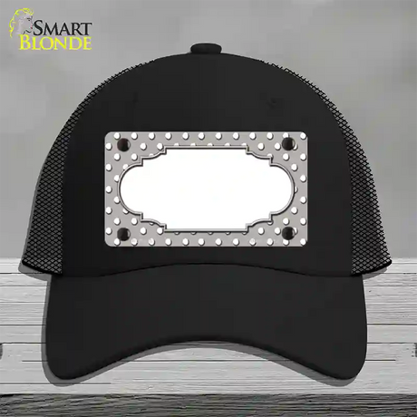 Scallop Grey White Polka Dot Novelty License Plate Hat Mesh / Black