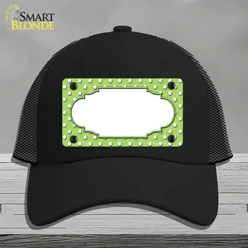 Scallop Lime Green White Polka Dot Novelty License Plate Hat Mesh / Black