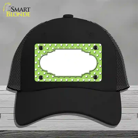 Scallop Lime Green White Polka Dot Novelty License Plate Hat Mesh / Black
