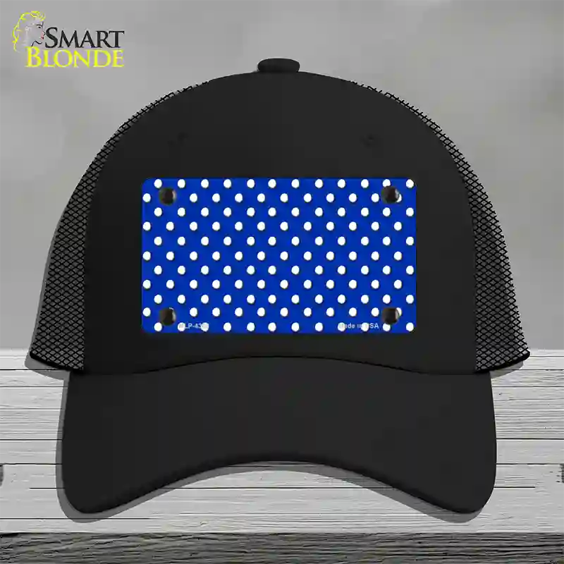 Blue Polka Dot Novelty License Plate Hat Mesh / Black