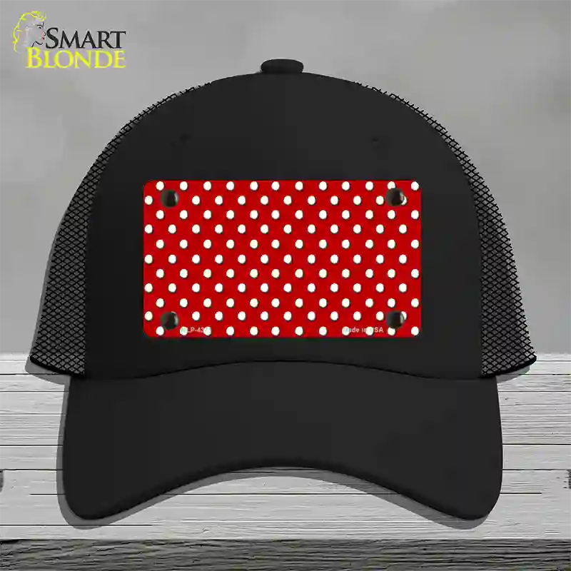 Red Polka Dot Novelty License Plate Hat Mesh / Black