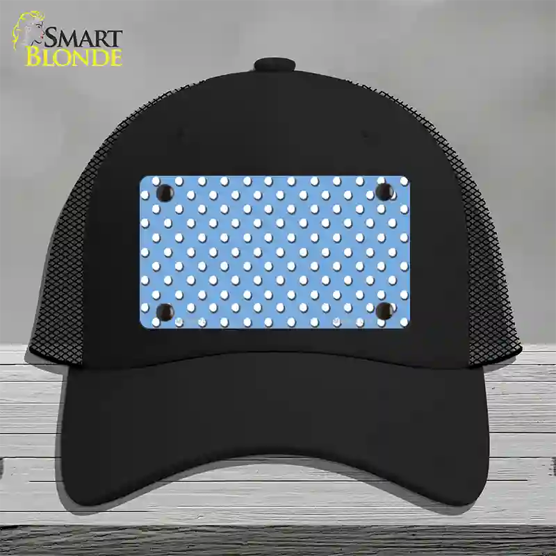 Light Blue Polka Dot Novelty License Plate Hat Mesh / Black