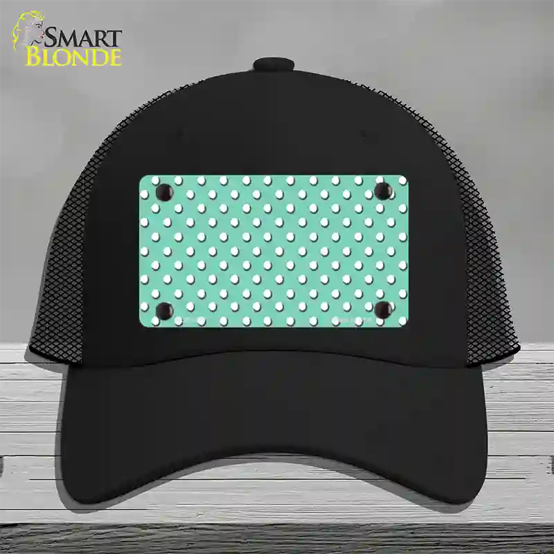 Mint Polka Dot Novelty License Plate Hat Mesh / Black