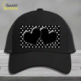 Black White Polka Dot Center Hearts Novelty License Plate Hat Mesh / Black