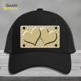 Gold White Polka Dot Center Hearts Novelty License Plate Hat Mesh / Black
