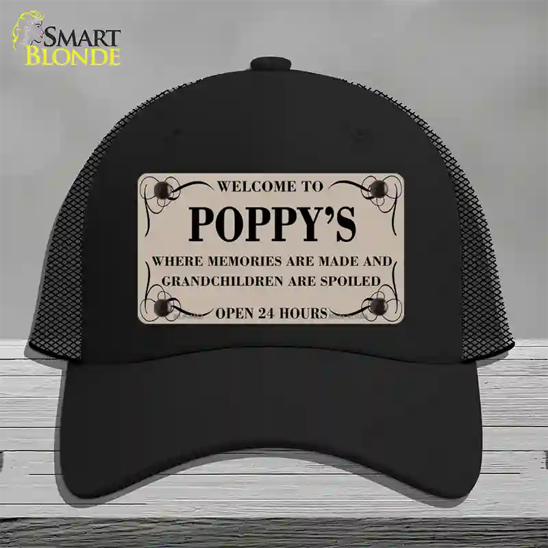 Welcome To Poppys Novelty License Plate Hat Mesh / Black