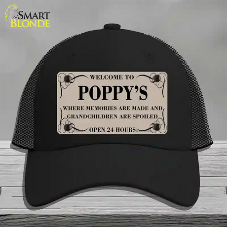 Welcome To Poppys Novelty License Plate Hat Mesh / Black
