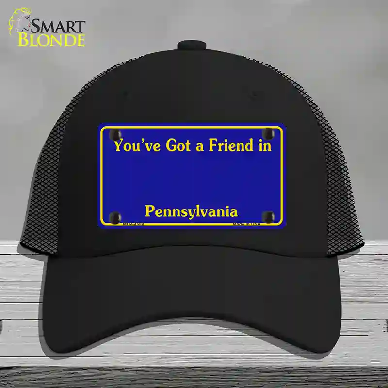 Pennsylvania Blue State Blank Novelty License Plate Hat Mesh / Black