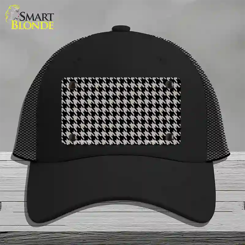 Grey Black Houndstooth Novelty License Plate Hat Mesh / Black
