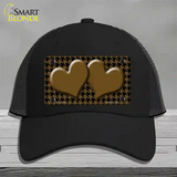Brown Black Houndstooth Brown Center Hearts Novelty License Plate Hat Mesh / Black