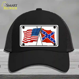 Confederate USA Crossed Flags Novelty License Plate Hat Mesh / Black