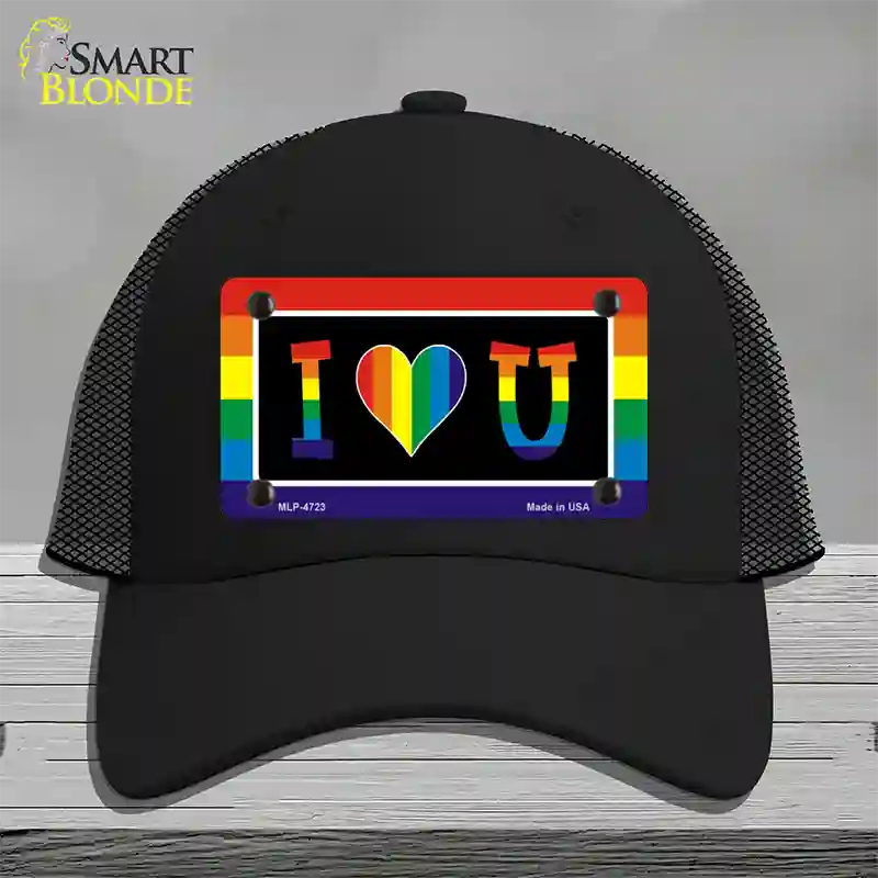 I Love U Novelty License Plate Hat Mesh / Black
