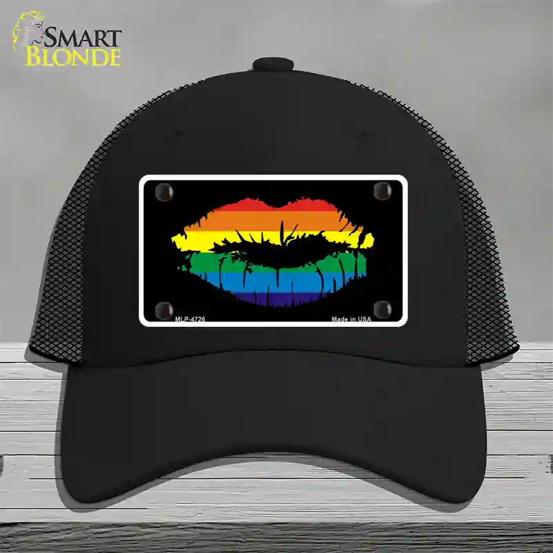 Lips Novelty License Plate Hat Mesh Black