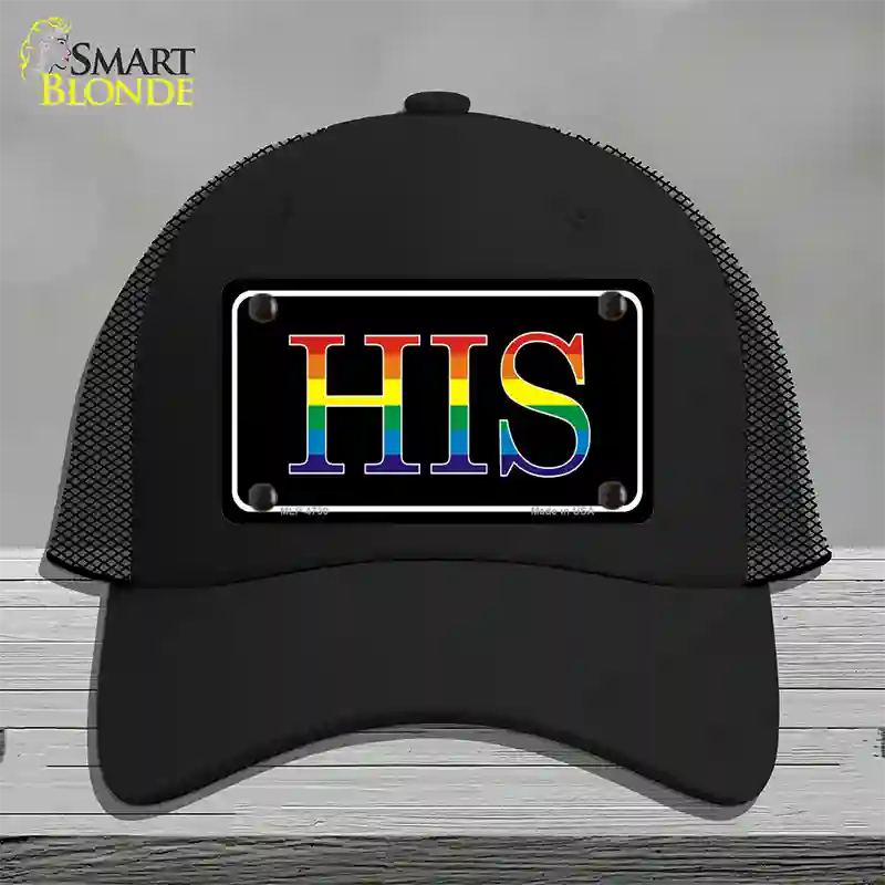 His Rainbow Novelty License Plate Hat Mesh Black
