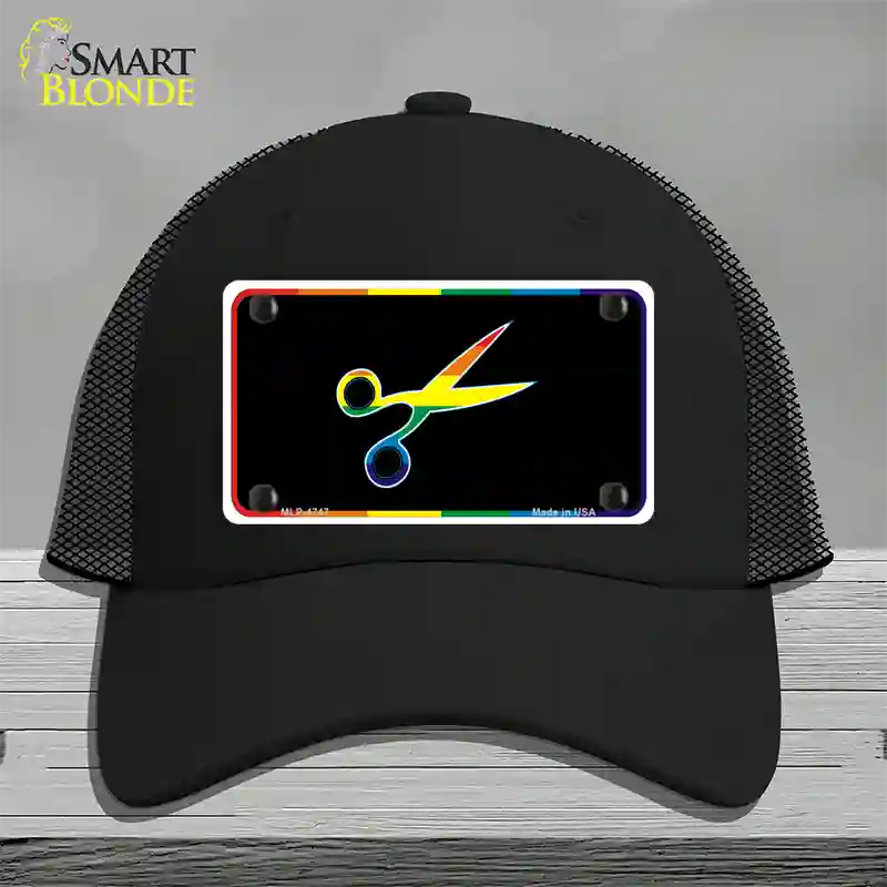 Scissors Novelty License Plate Hat Mesh Black