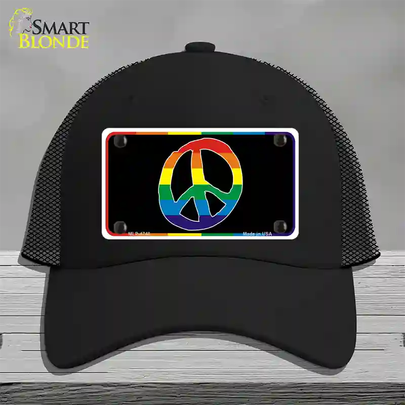 Peace Sign Novelty License Plate Hat Mesh Black