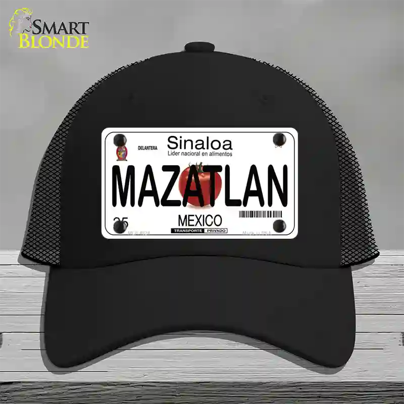 Mazatlan Mexico Novelty License Plate Hat Mesh / Black