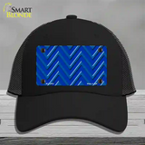 Blue Light Blue Large Chevron Novelty License Plate Hat Mesh / Black