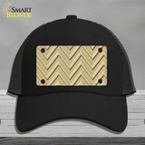 Gold Light Gold Large Chevron Novelty License Plate Hat Mesh / Black